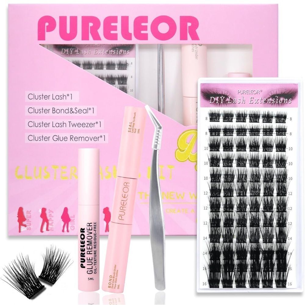 Lash Clusters W Lash Bond & Seal Cluster Lash Glue Remover & Lash Tweezer 60Pcs